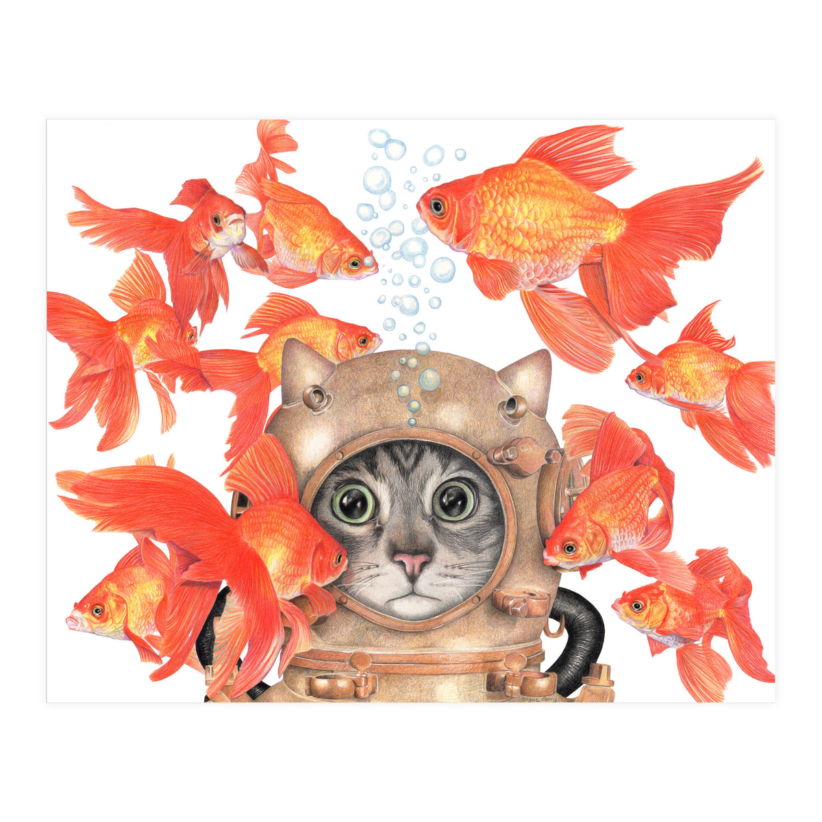 Scuba Cat  (Print Only)