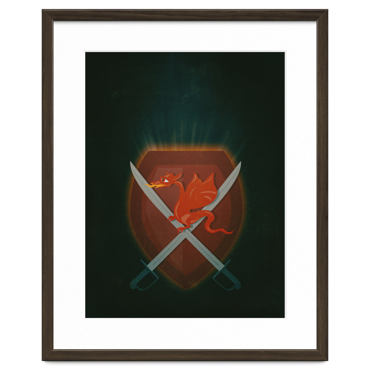 Heraldic dragon and cutlasses