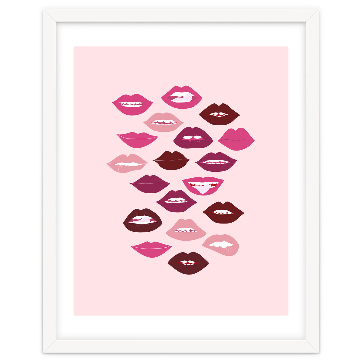 Lips Dark on Pink Background