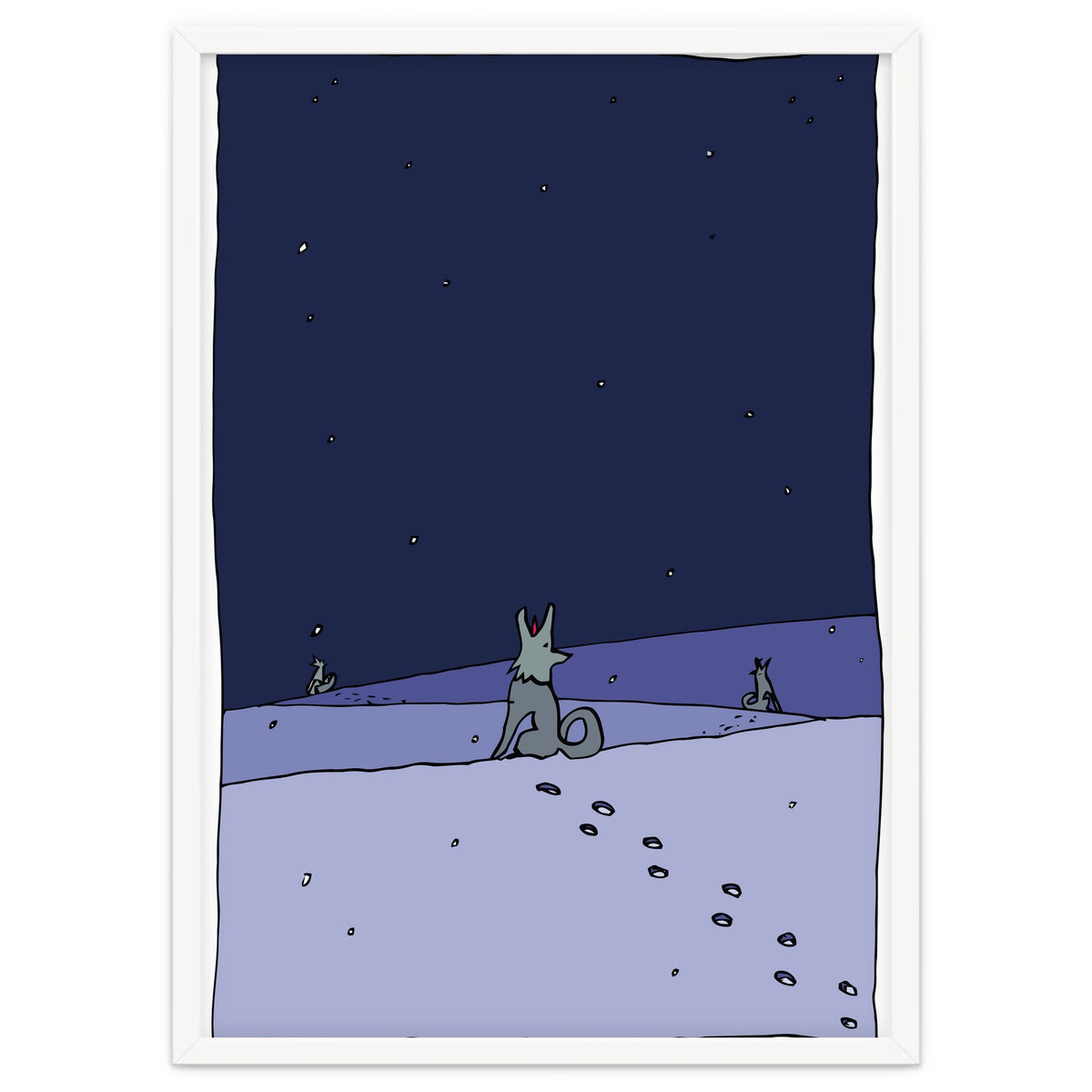 Dogs in Winter Night