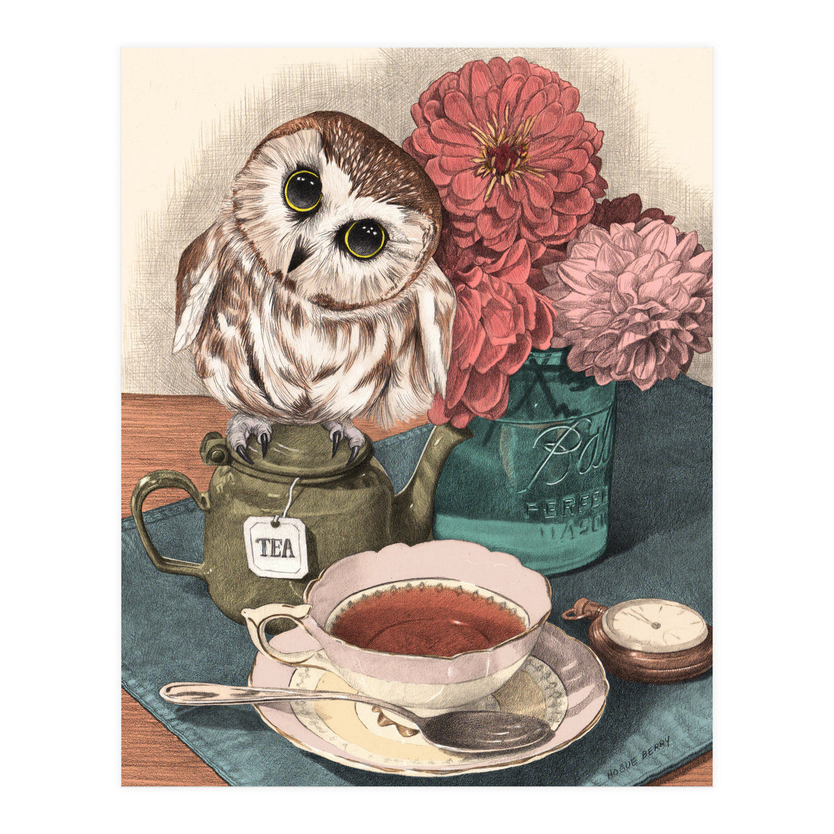 Sweet Little Tea Owl (Print Only)