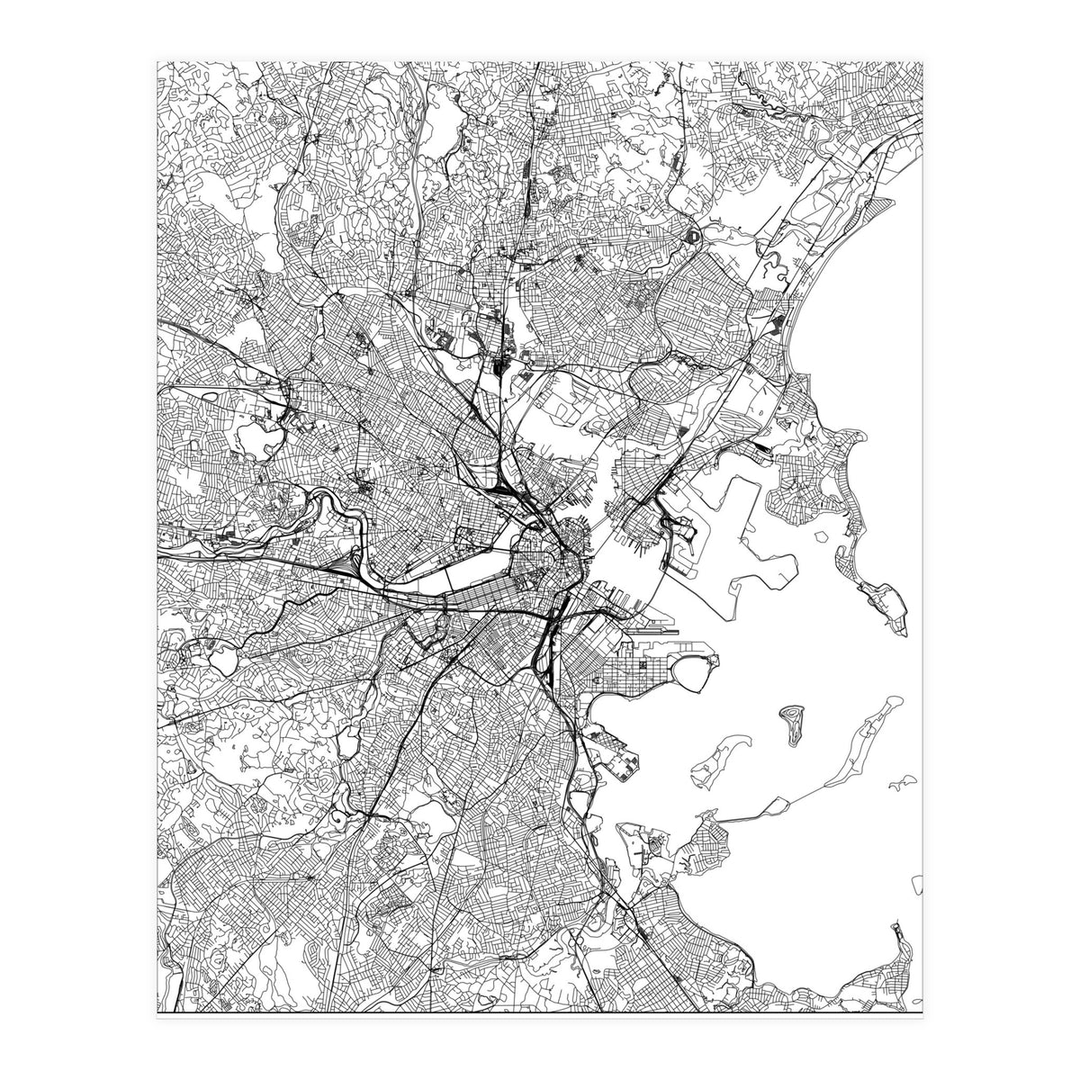 Boston White Map (Print Only)