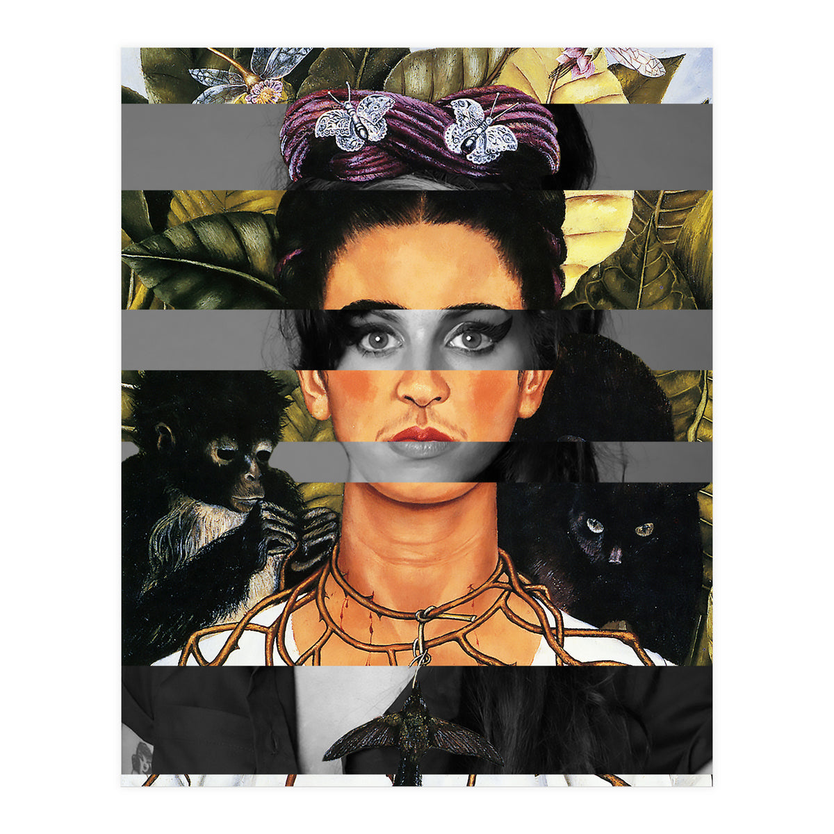 Frida's Self Portrait With Thorn Necklace & Amy Winehouse (Print Only)