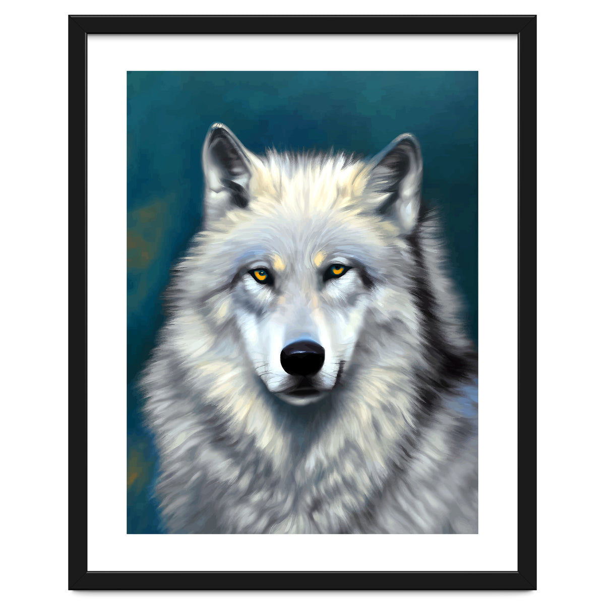 The Wolf, Animal Portrait Painting, Wildlife Forest Jungle Dog, Mystery Eclectic Rustic