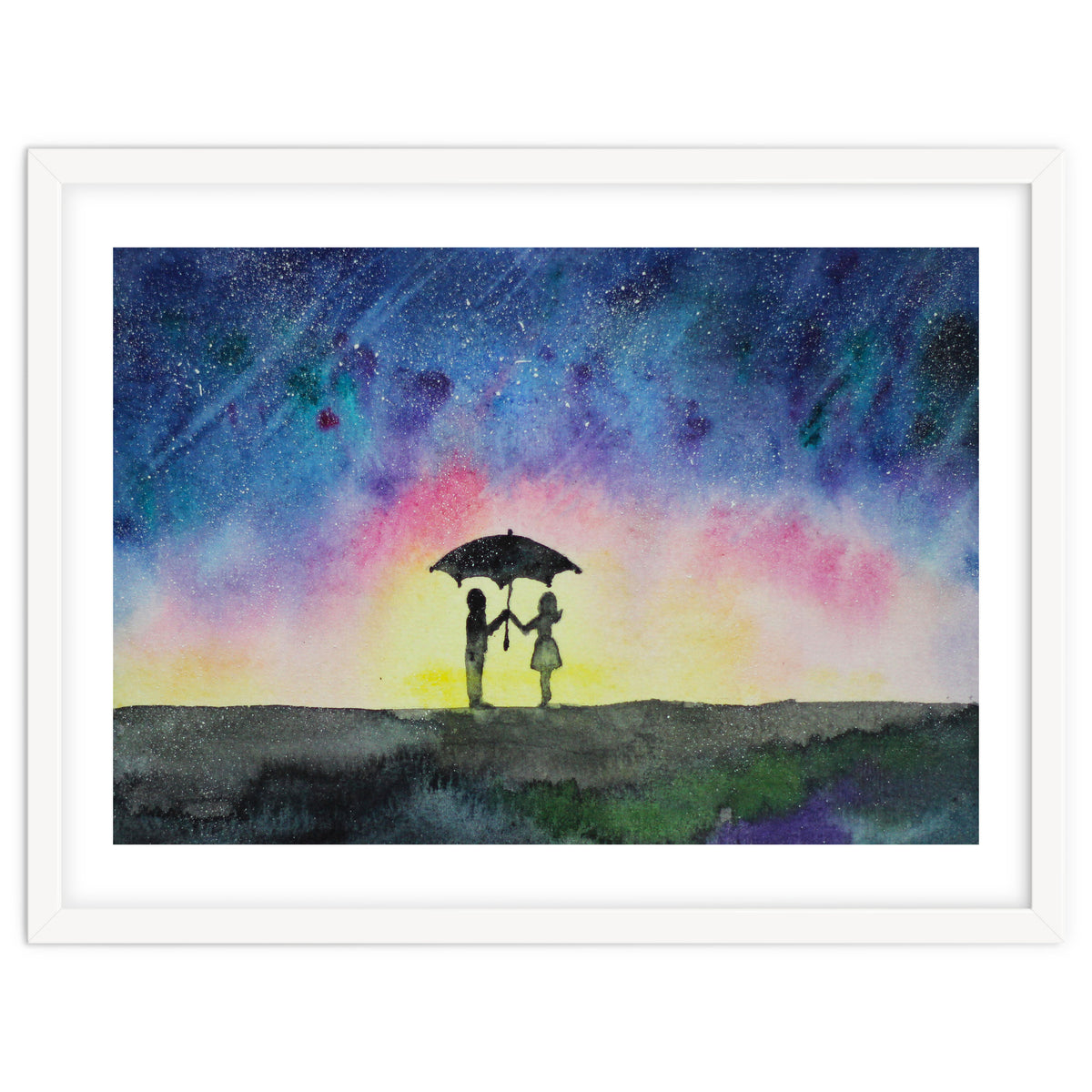 Under the star rain || watercolor