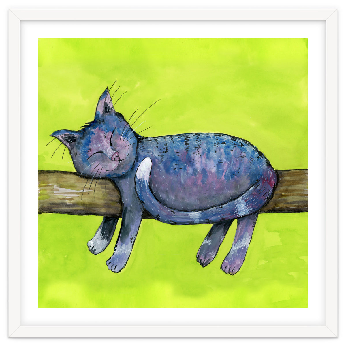 Sleeping cat in purpe