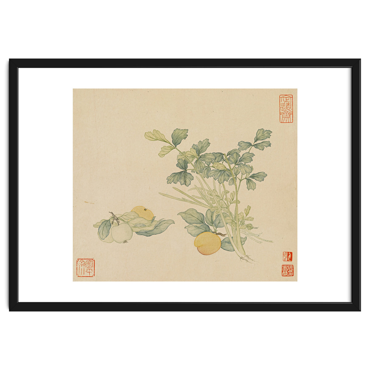 Wang Chengyu~flowers And Vegetables, Vegetables, Fruits, Plums, Apricots, Celery