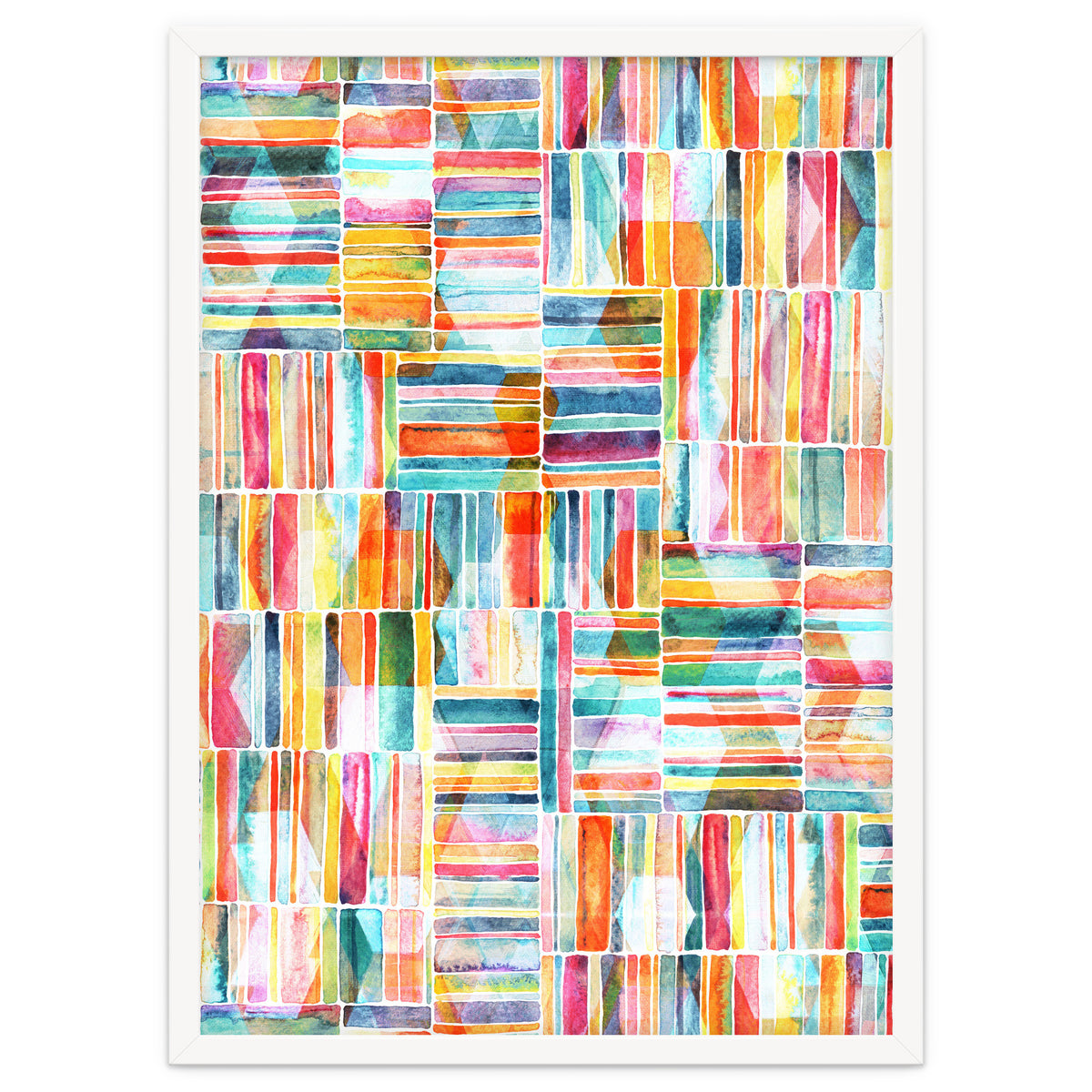 Summer Pastel Geometric and Striped Abstract on white