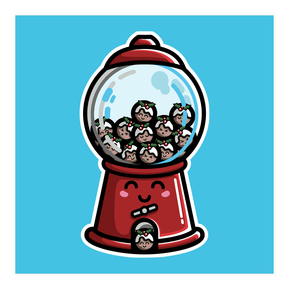 Kawaii Cute Christmas Pudding Gumball Machine (Print Only)