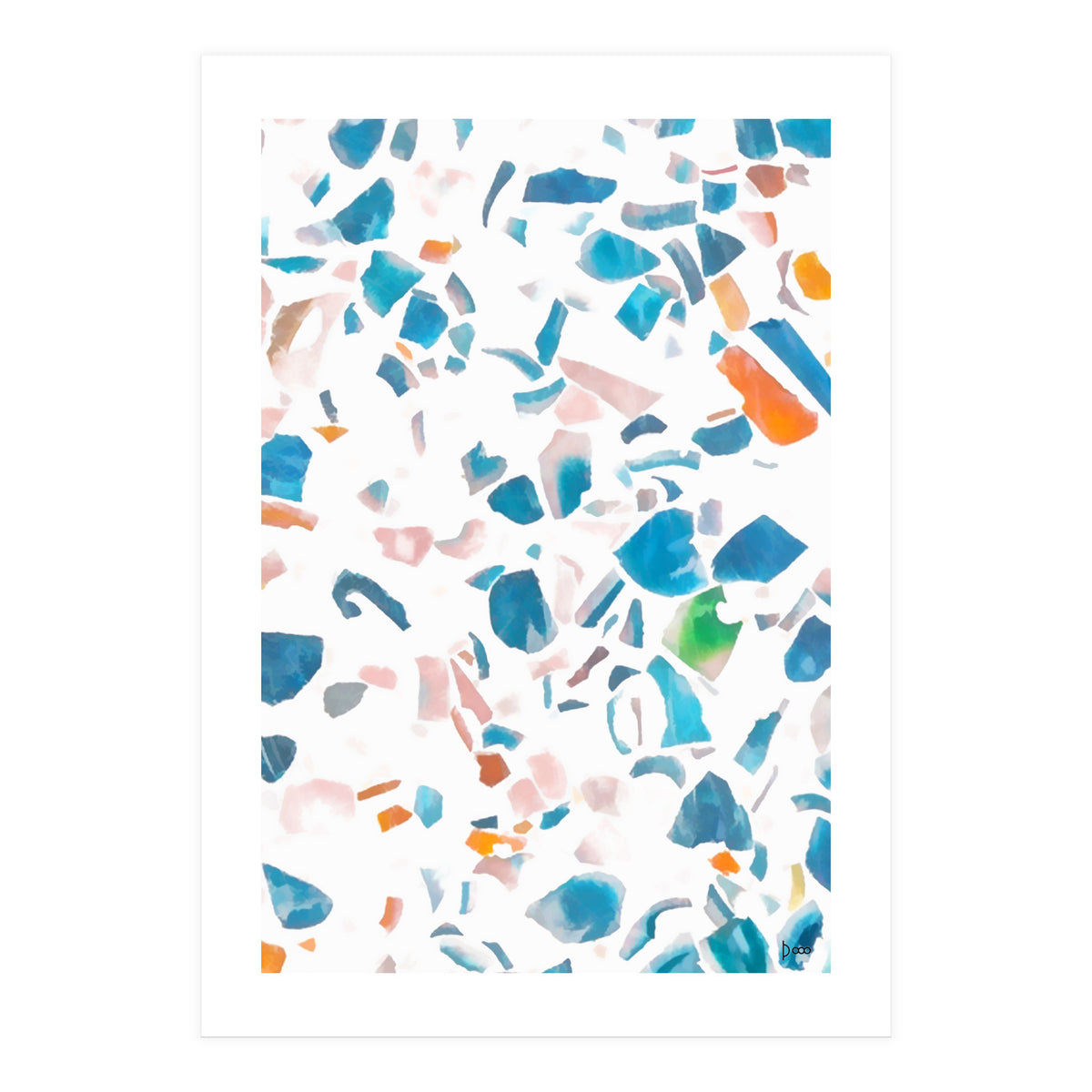 White Blue Terrazzo (Print Only)