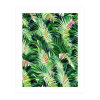 Palm & Peace Art Print, Tropical Botanical Jungle Canvas Print, Nature Painting Plants Forest Poster (Print Only)