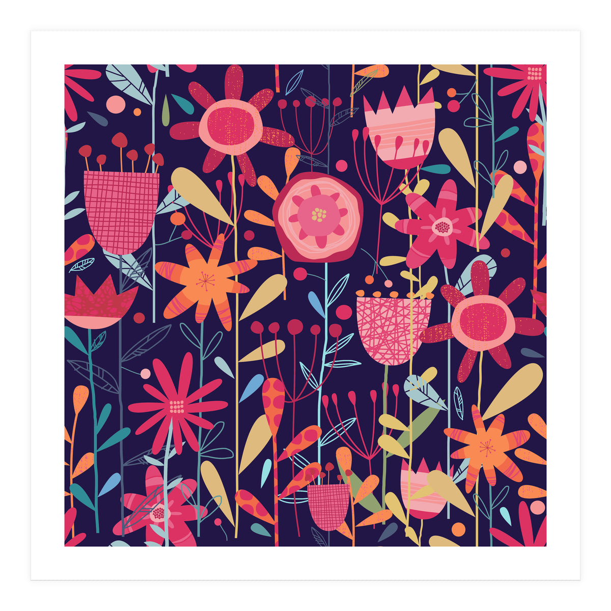 Wild Weeds And Flowers Dark (Print Only)