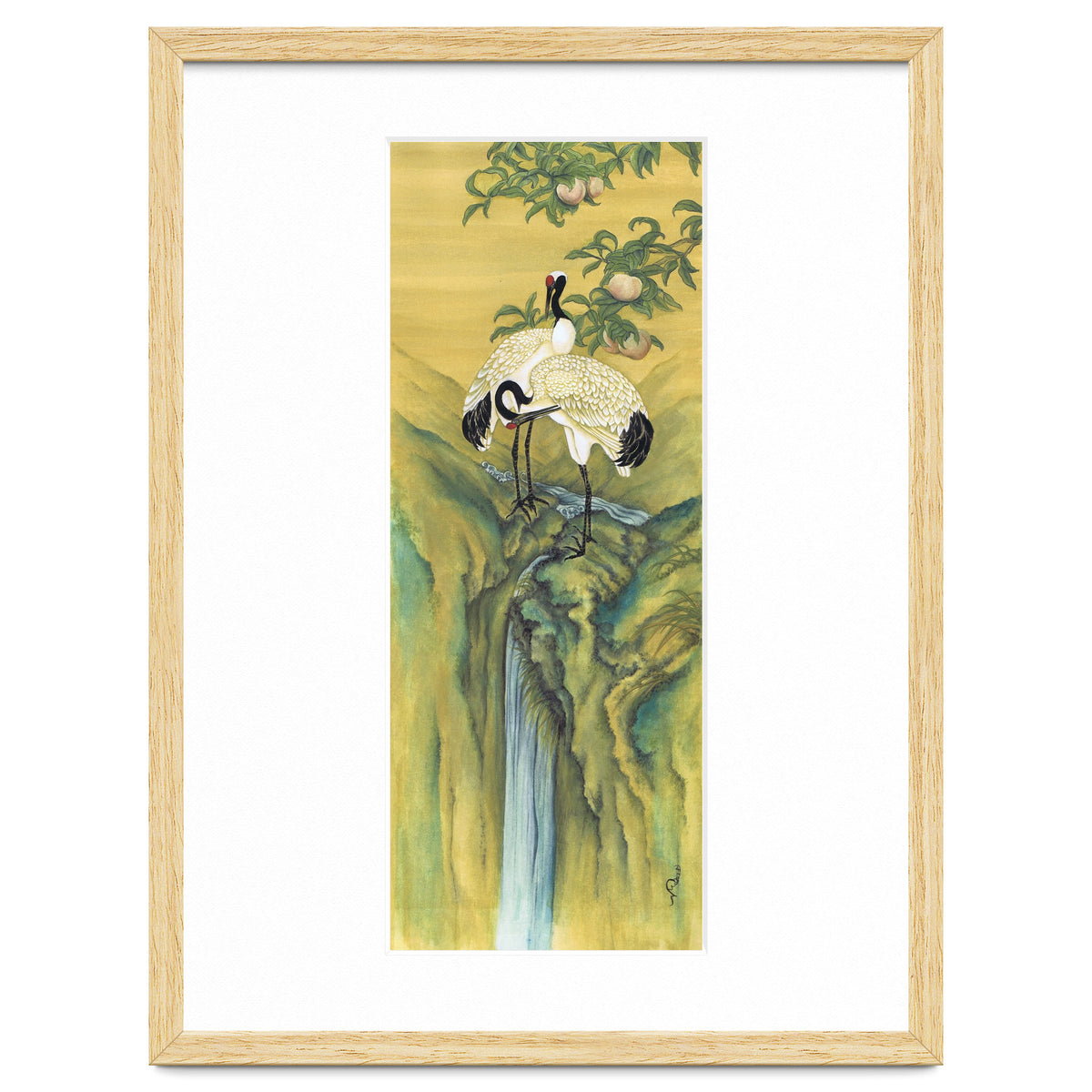 Cranes At The Top Of A Waterfall