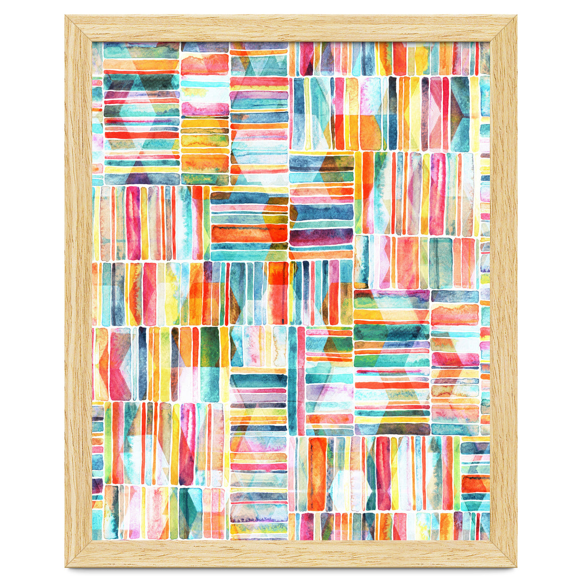 Summer Pastel Geometric and Striped Abstract on white