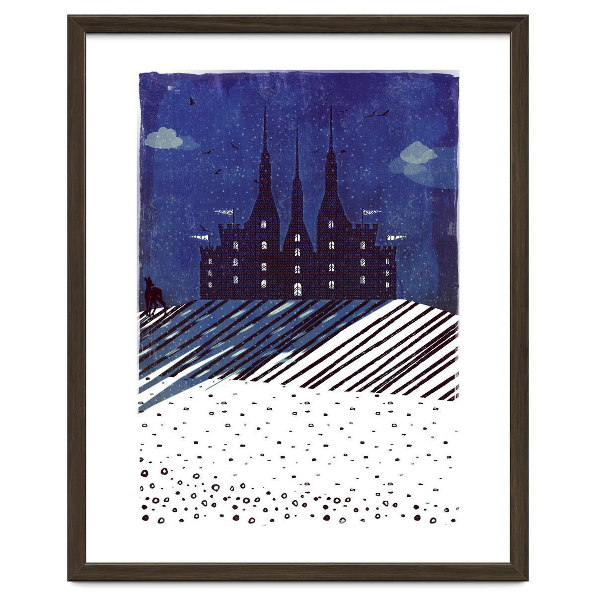 Castle on the hill at night