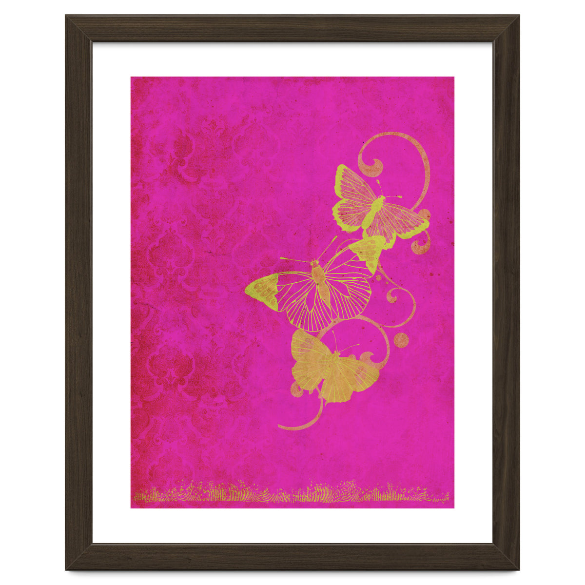 Yellow Butterflies on Pink
