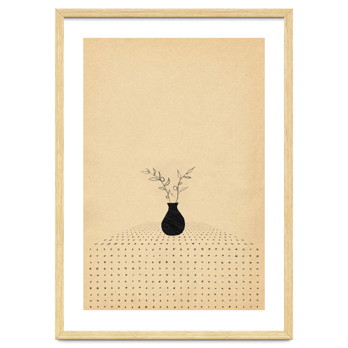 Abstract still life, vase and plants