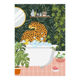 Cheetah in Tropical Bathroom (Print Only) thumbnail
