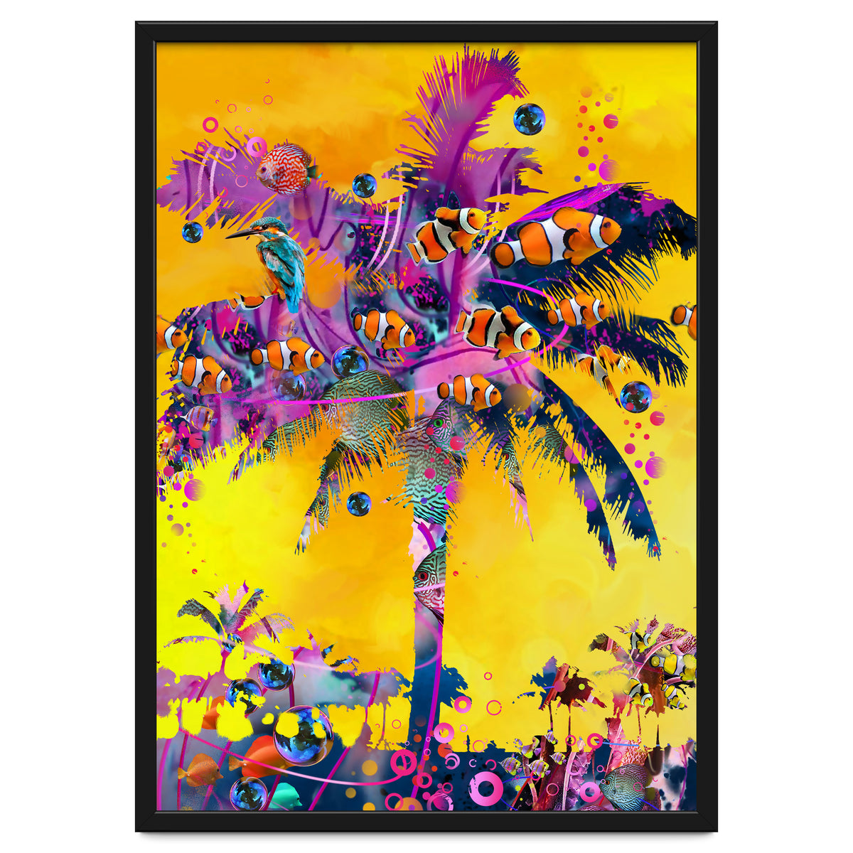 Purple Palm with Fish