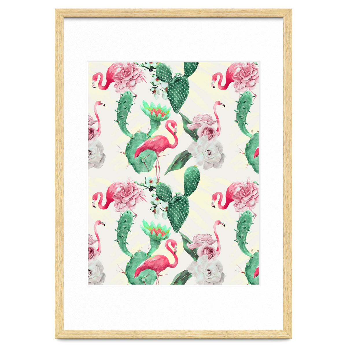 Flamingos, geometric and flowers