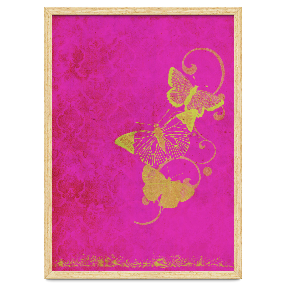 Yellow Butterflies on Pink