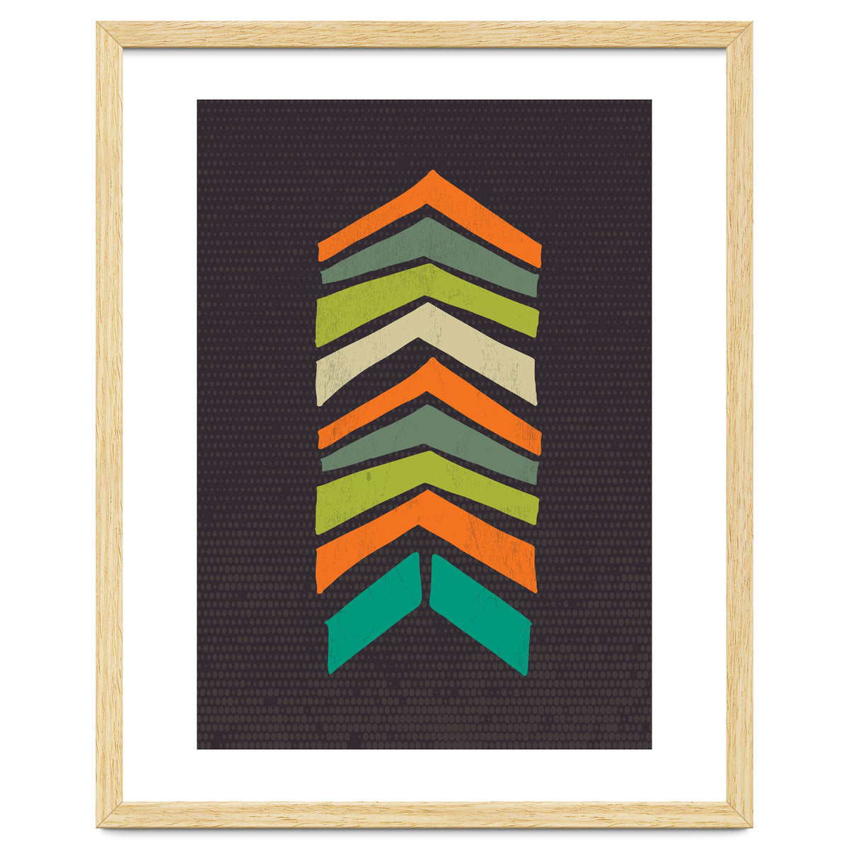 Retro Chevron Print Orange Teal Variation