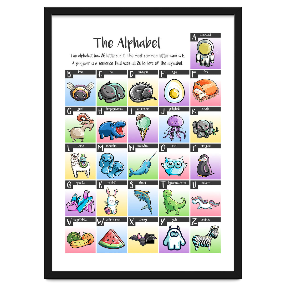 The Alphabet in Kawaii Cute Style