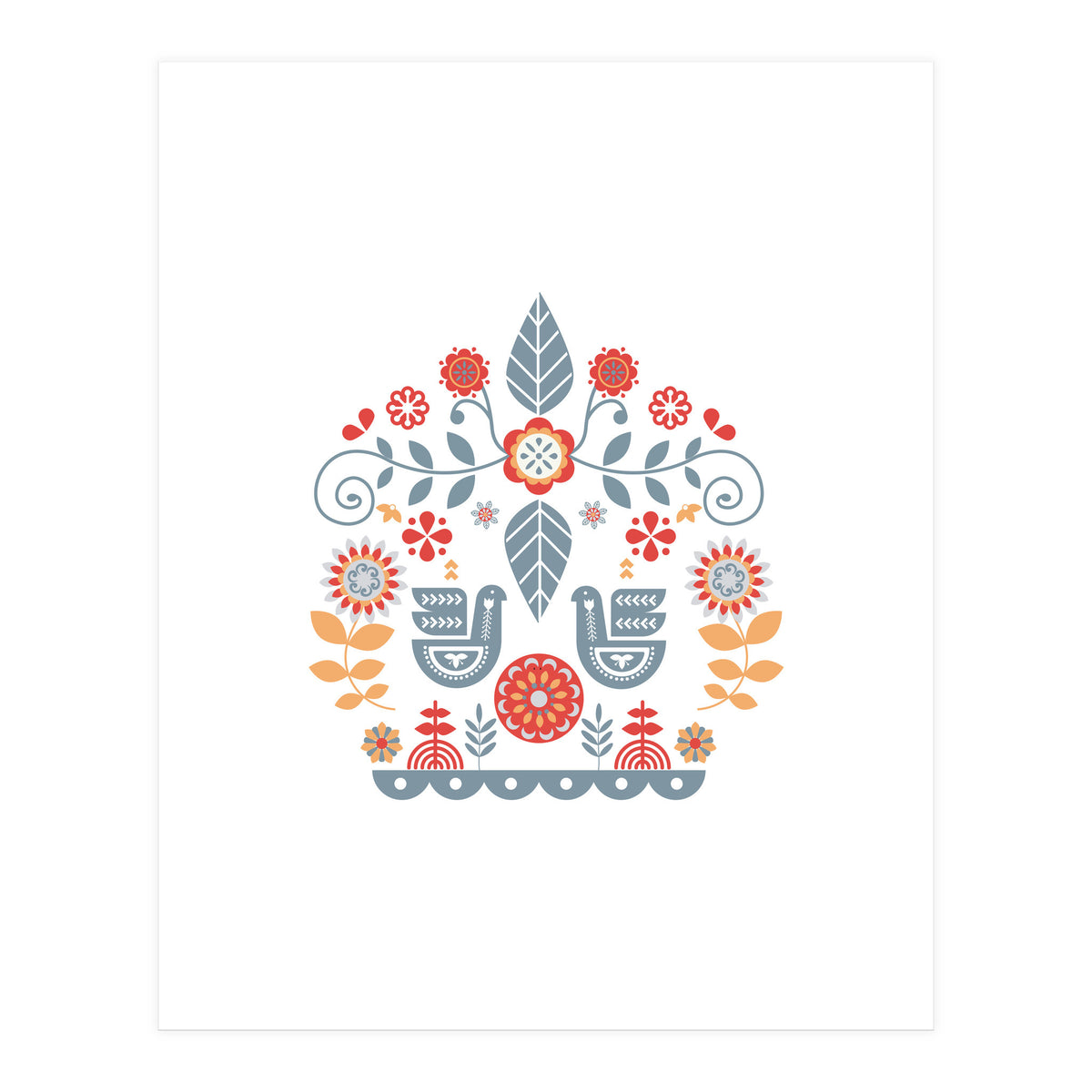 Scandinavian Folk Art Pattern (Print Only)