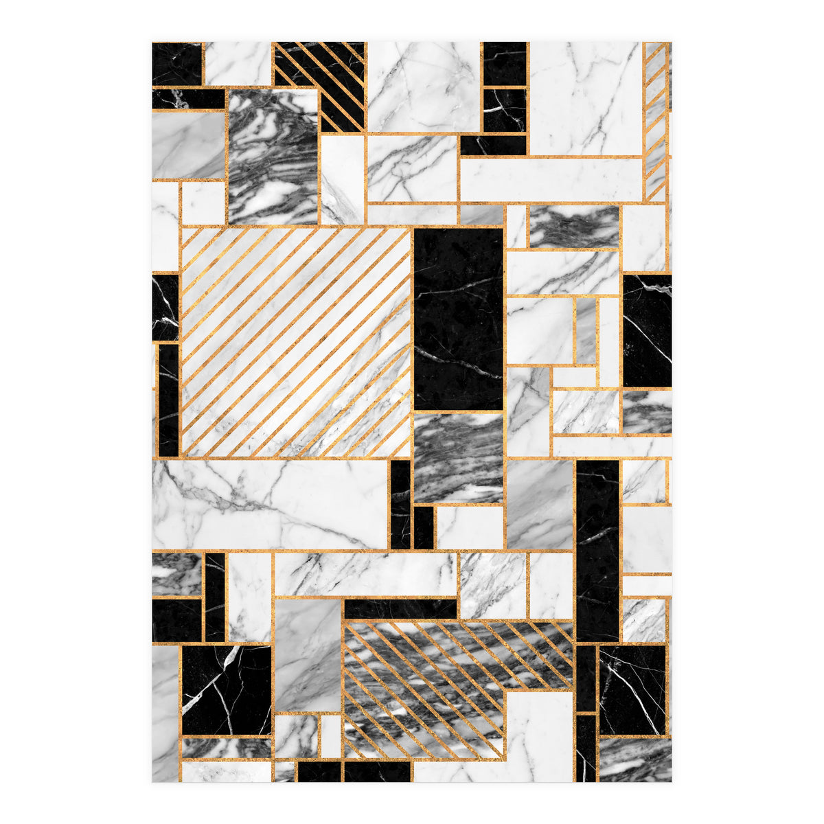 Random Pattern - Black and White Marble (Print Only)