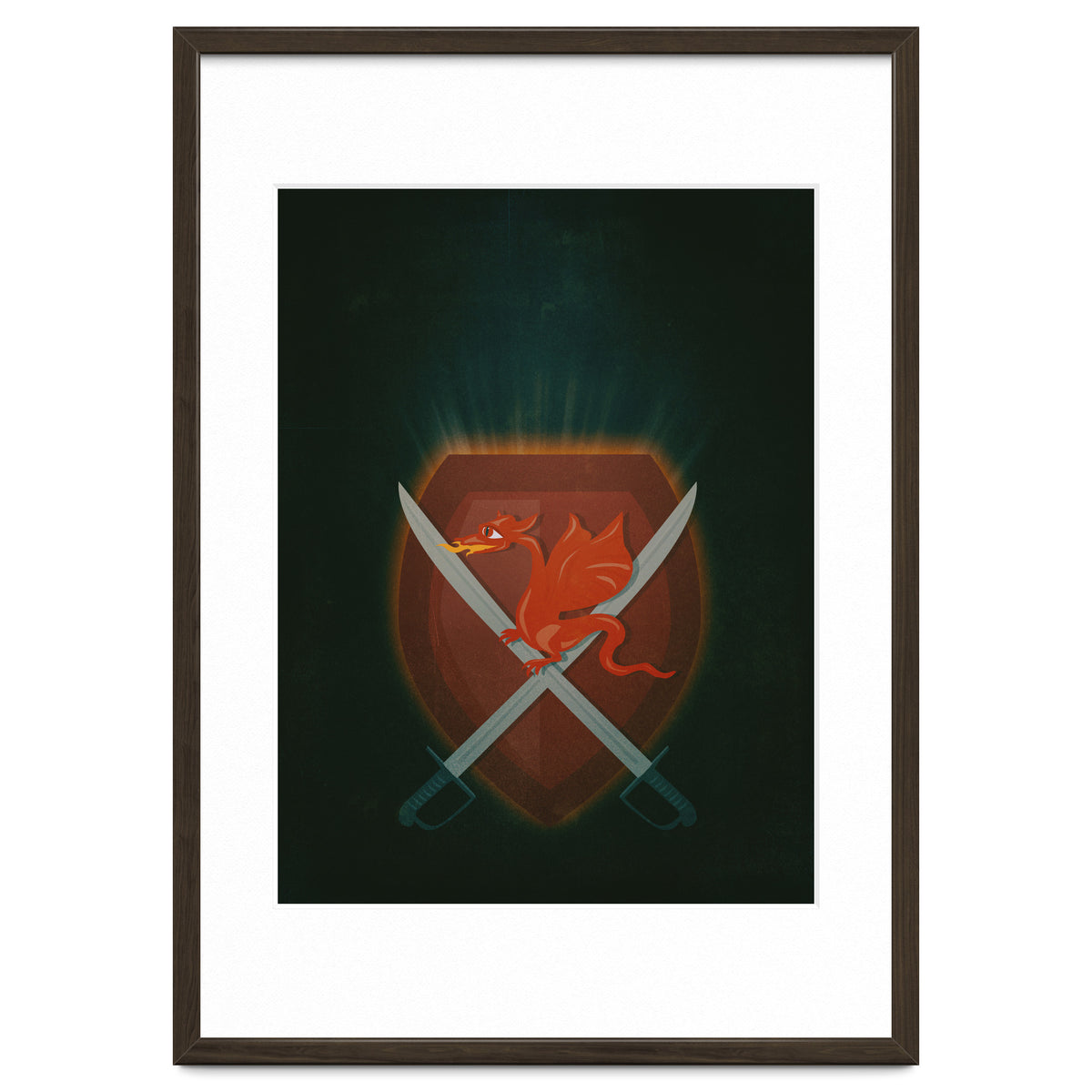 Heraldic dragon and cutlasses