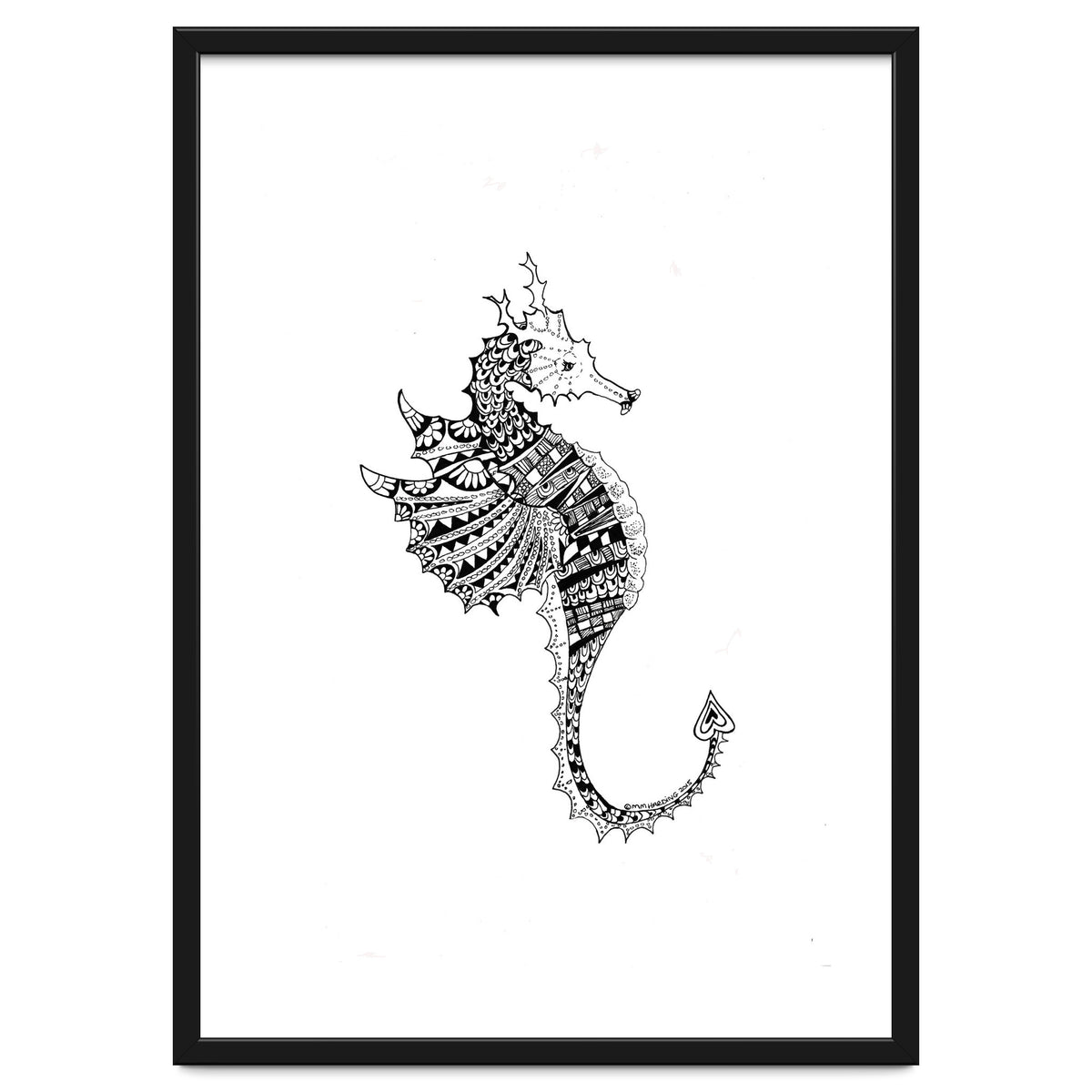 Seahorse Dragon Zen Doodle