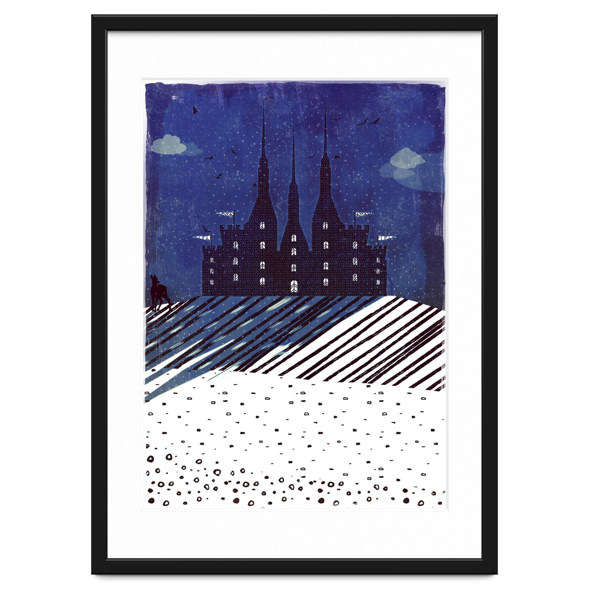 Castle on the hill at night