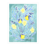 Wild Orange Floral | Lemon & Duck Egg Blue (Print Only) thumbnail
