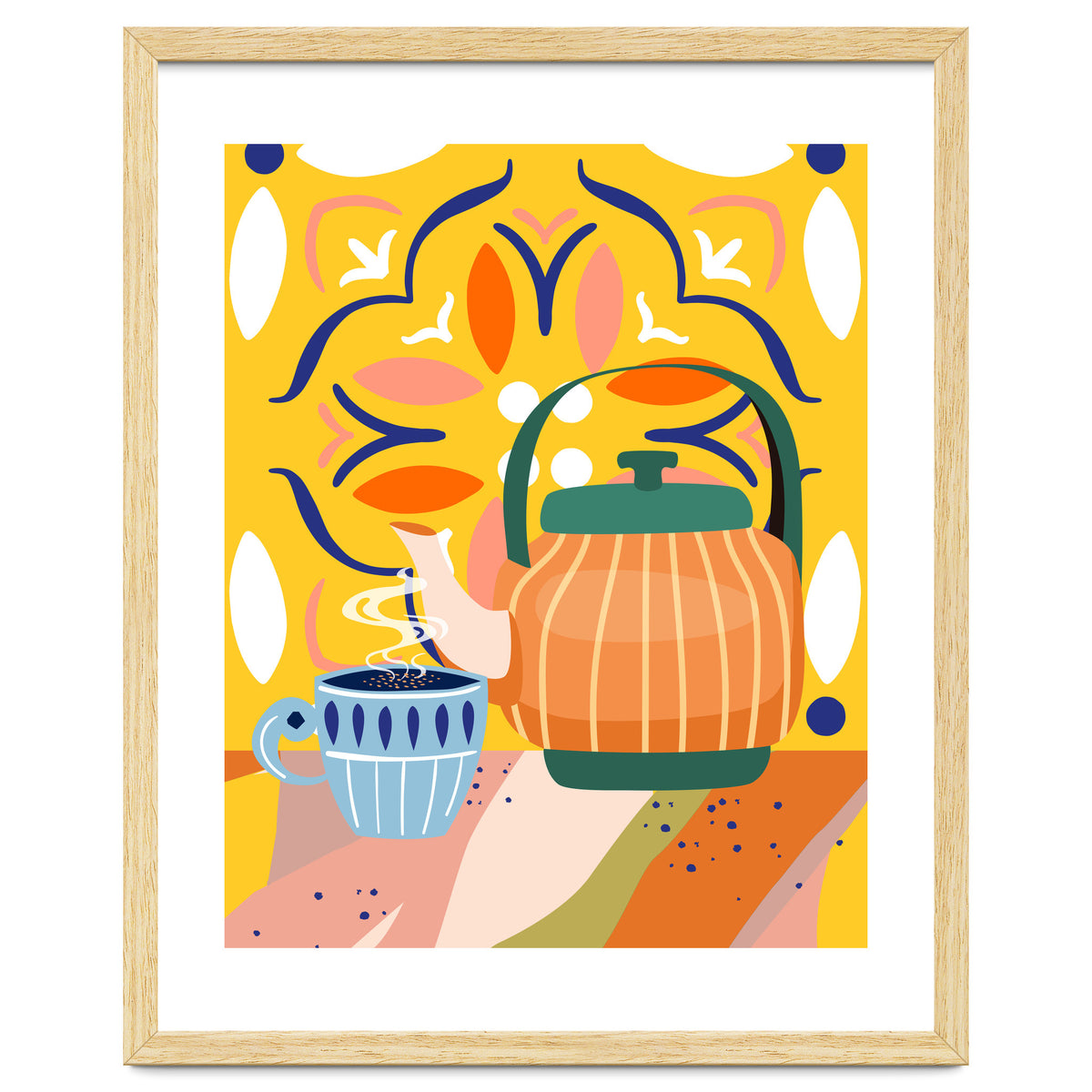 Pumpkin Spice Latte | Tea Chai Kettle & Cup | Modern Bohemian Colorful India | Eclectic Culture