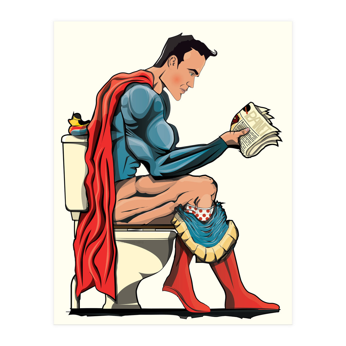 Superman on the Toilet, funny bathroom humour (Print Only)