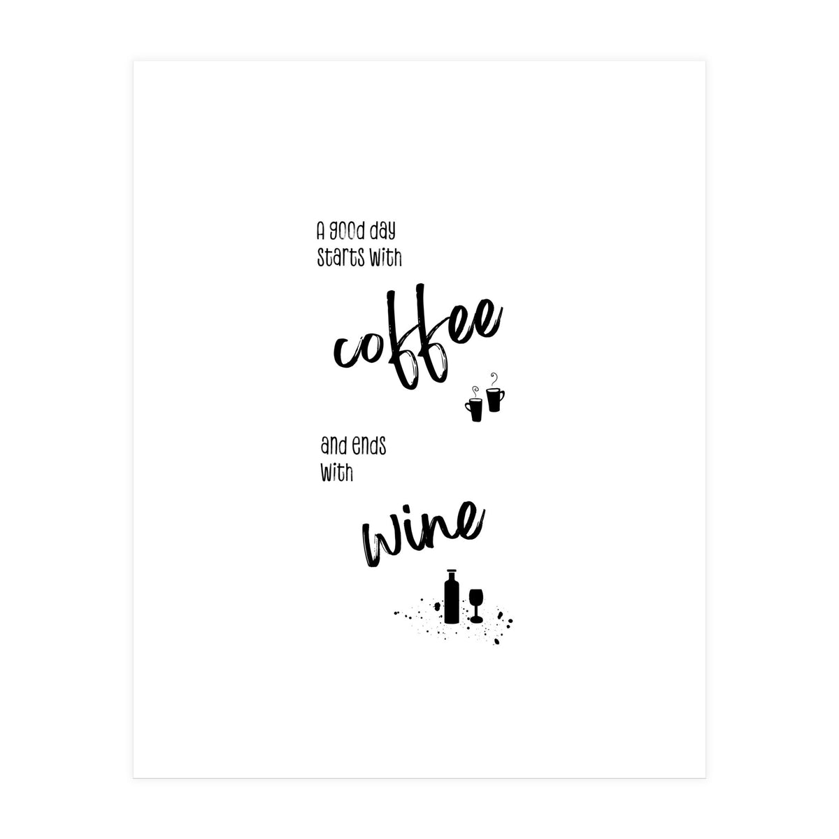 A good day starts with coffee and ends with wine (Print Only)