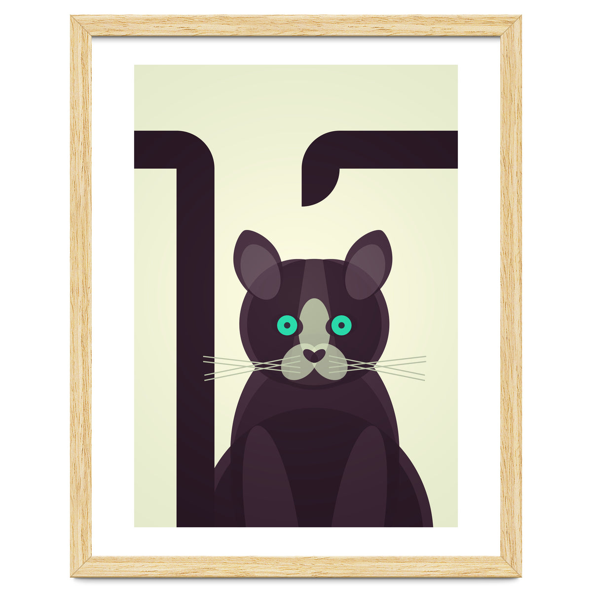 Mid Century Geometric Black Cat