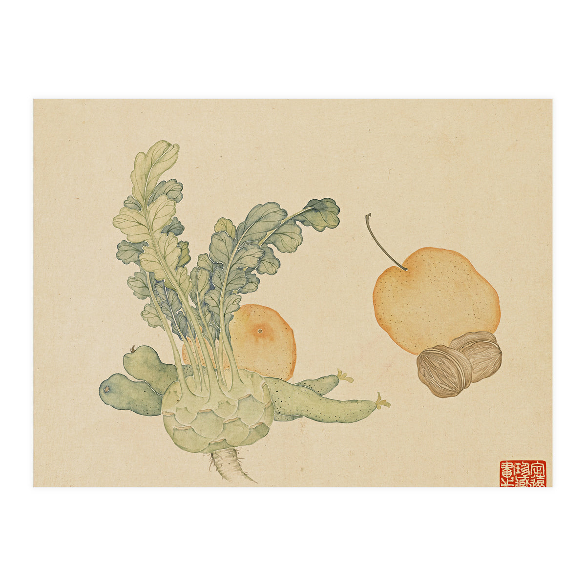 Wang Chengpi ~flowers And Vegetables, Vegetables, Fruits, Epiphyllum, Pears, Peppers (Print Only)