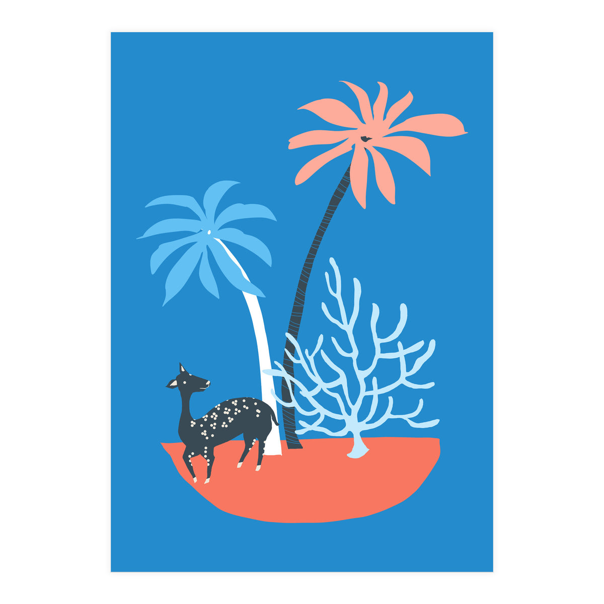Island And Deer (Print Only)