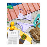 Summer on my mind, Tropical Travel Swimming Pool Fashion Illustration, Eclectic Beachy Summer Bikini (Print Only) thumbnail