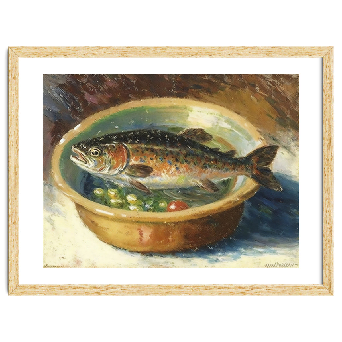Trout in a Bowl Oil Painting