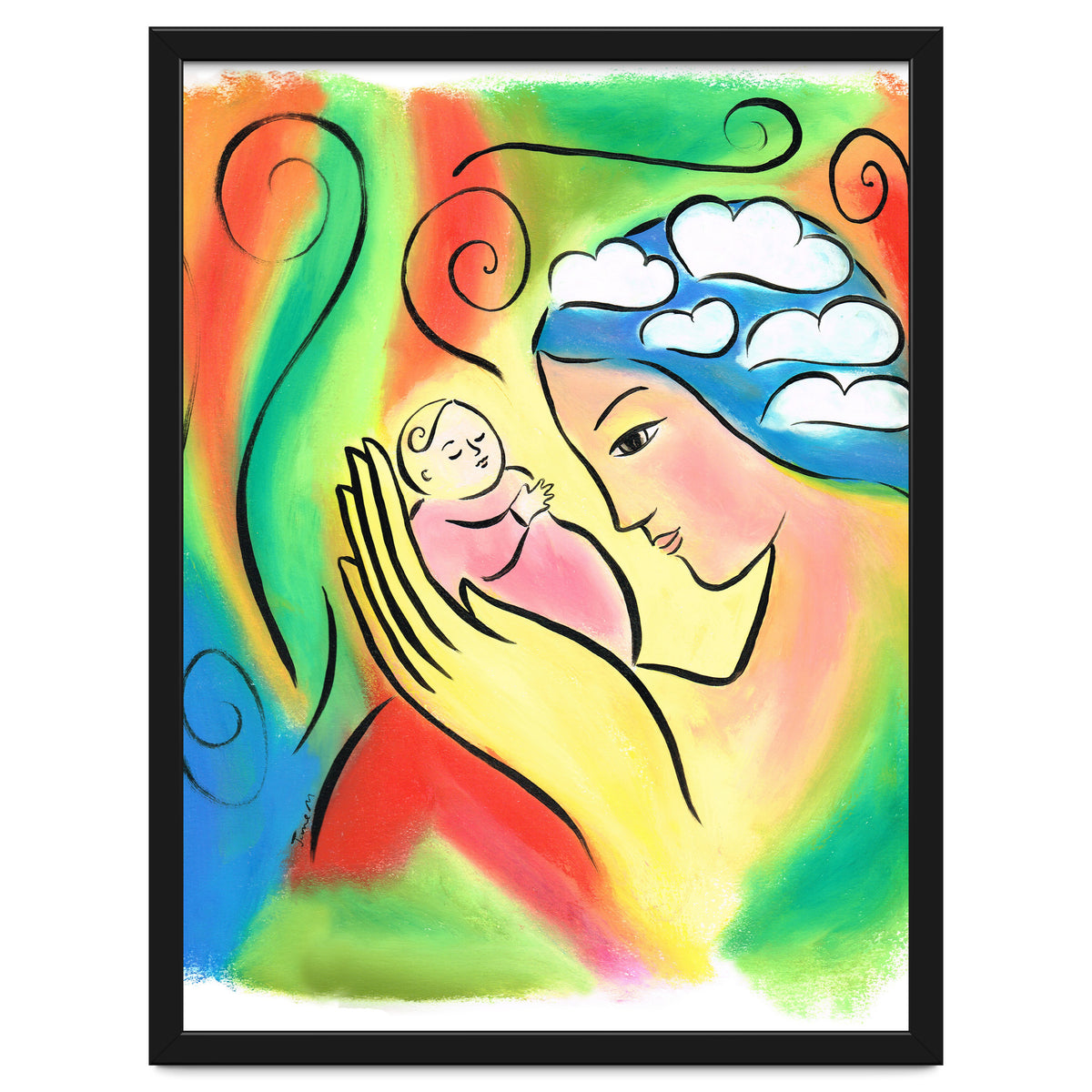 Woman And Baby With Clouds