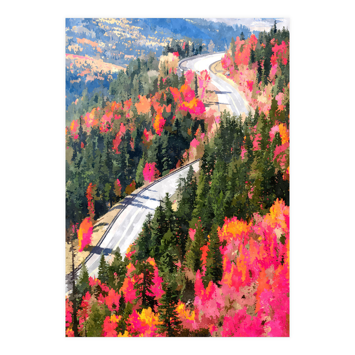 Valley of Pink Trees | Fantasy Pop of Color Forest Nature | Jungle Adventure Road Trip Pine (Print Only)