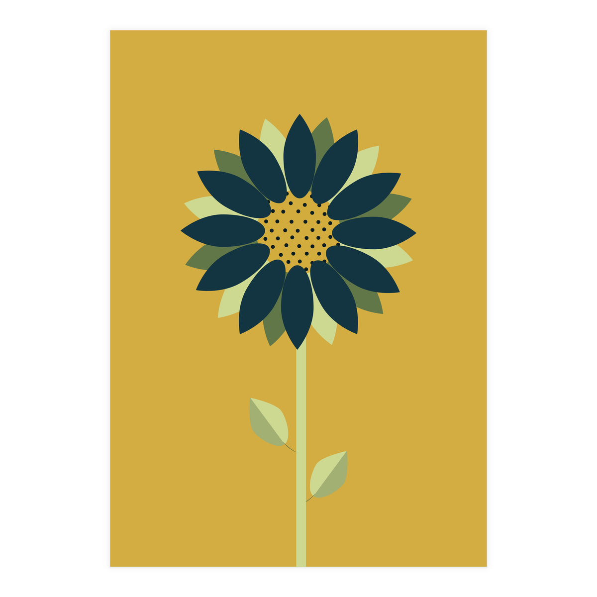 Scandinavian Folk Minimalist Flower Yellow Mustard (Print Only)