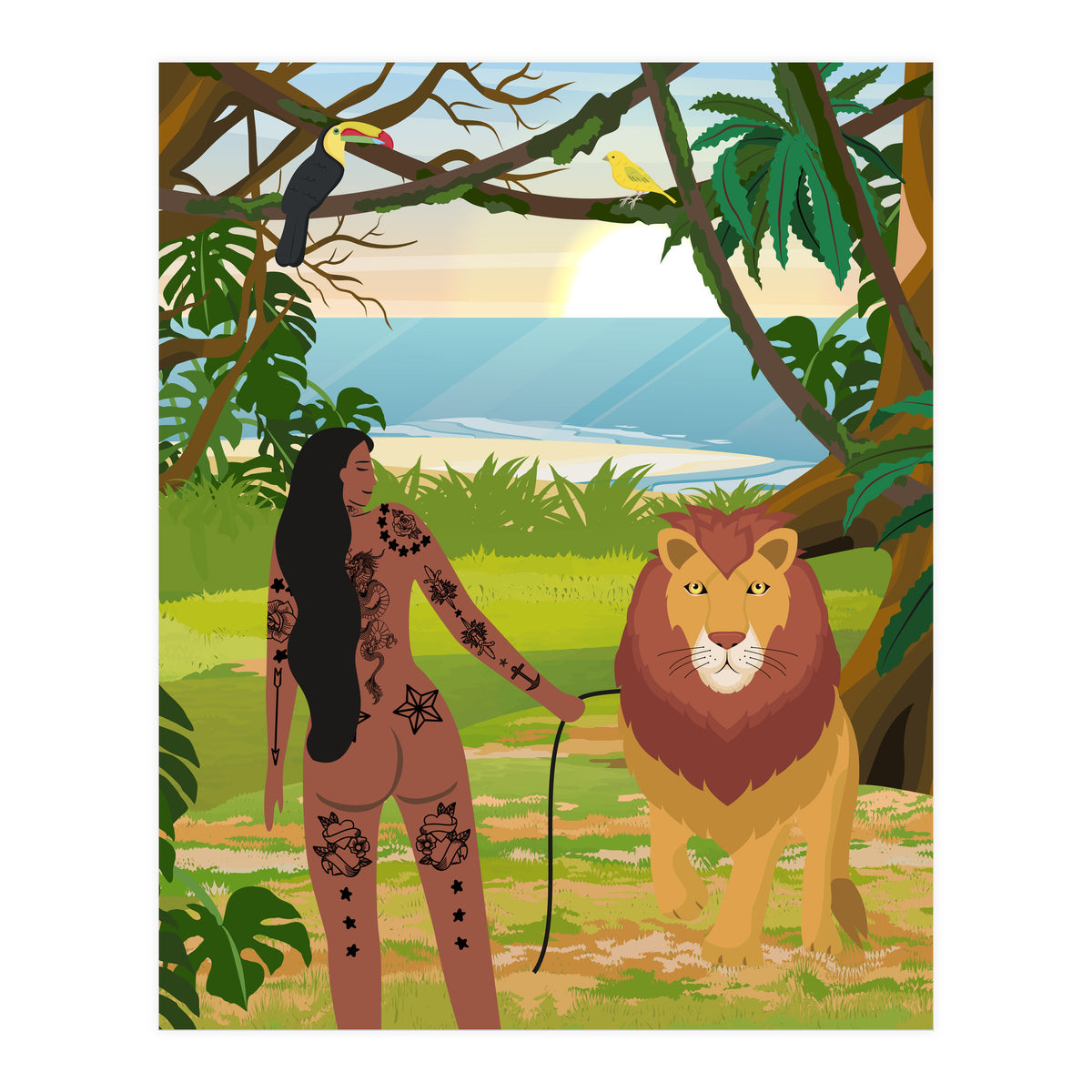 Boho Girl with Lion (Print Only)