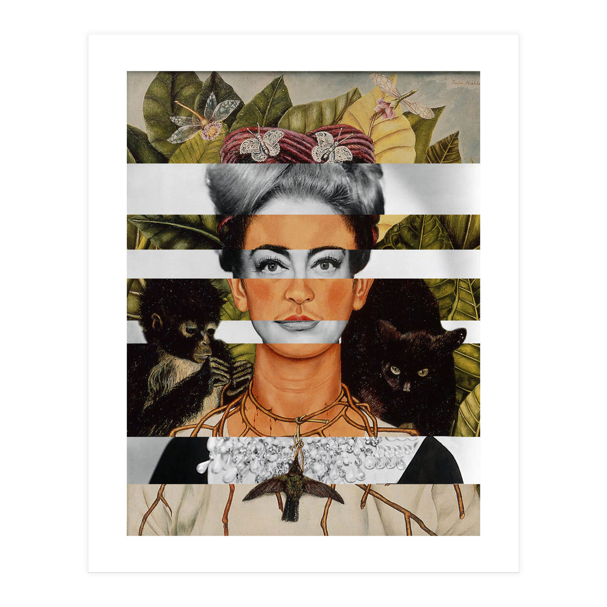 Frida Kahlo "Self Portrait with Thorn Necklace and Hummingbird" & Joan Crawford (Print Only)
