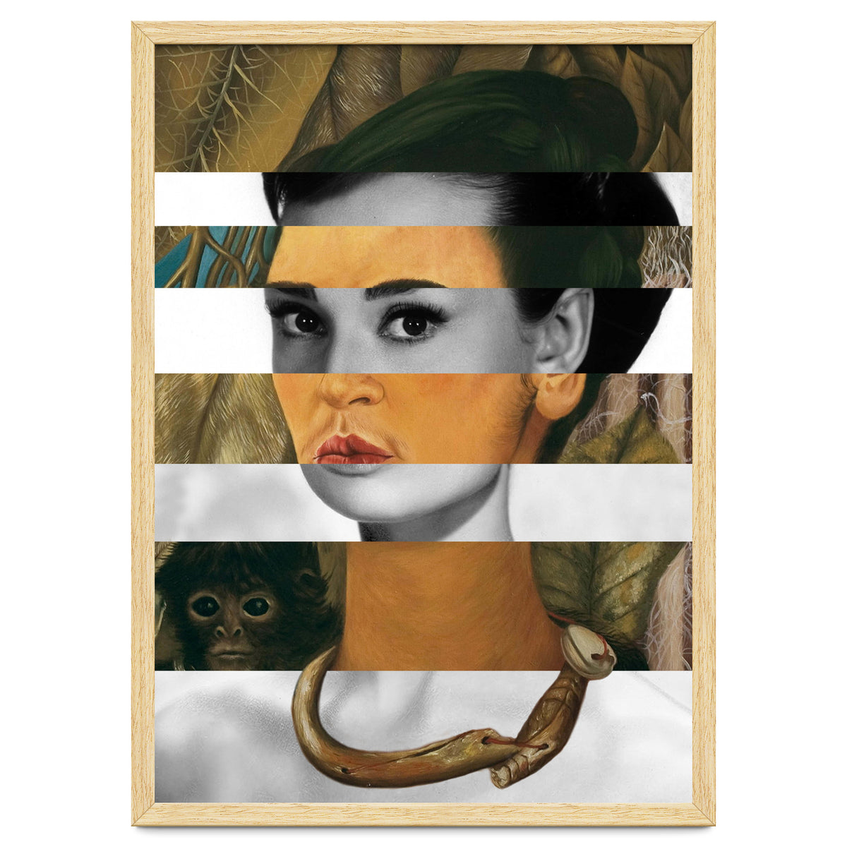 Frida Kahlo's Self Portrait with Monkey & Audrey Hepburn