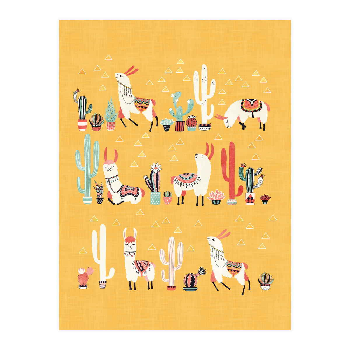 Happy Llama With Cactus In A Pot (Print Only)