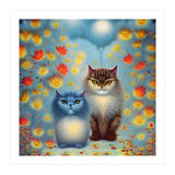 Two Paws Think Alike - Cat Couple in Autumn (Print Only) thumbnail