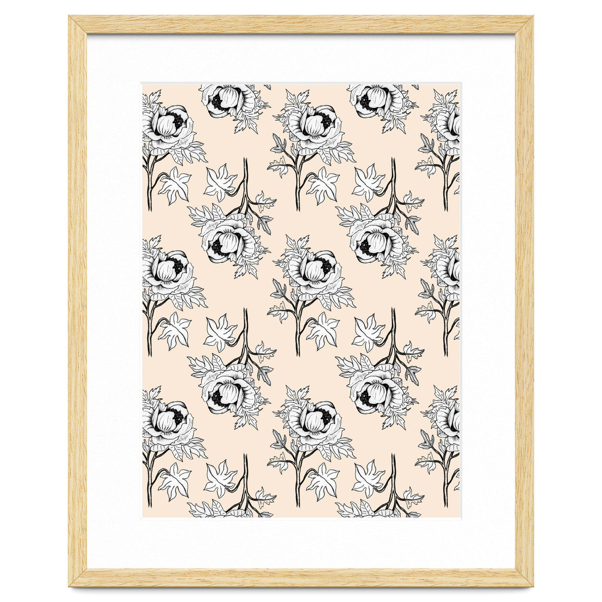 Drawing pattern of roses to pencil on beige